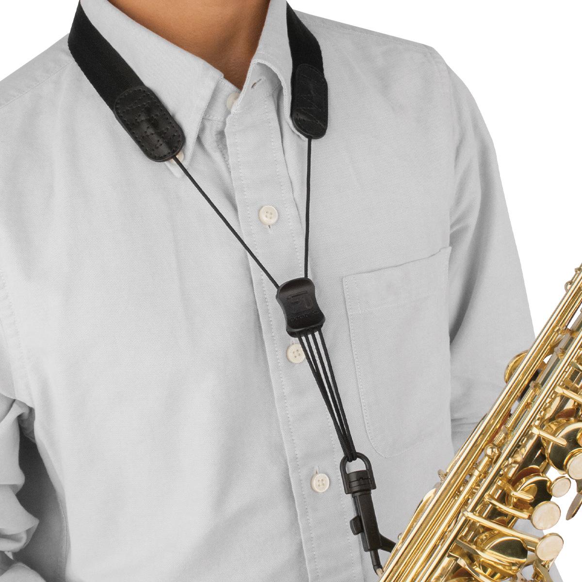 【SAX】Open Collar Bumpy Nylon Saxophone Neck Strap - Nylon, Plastic Swivel Snap, Size 20